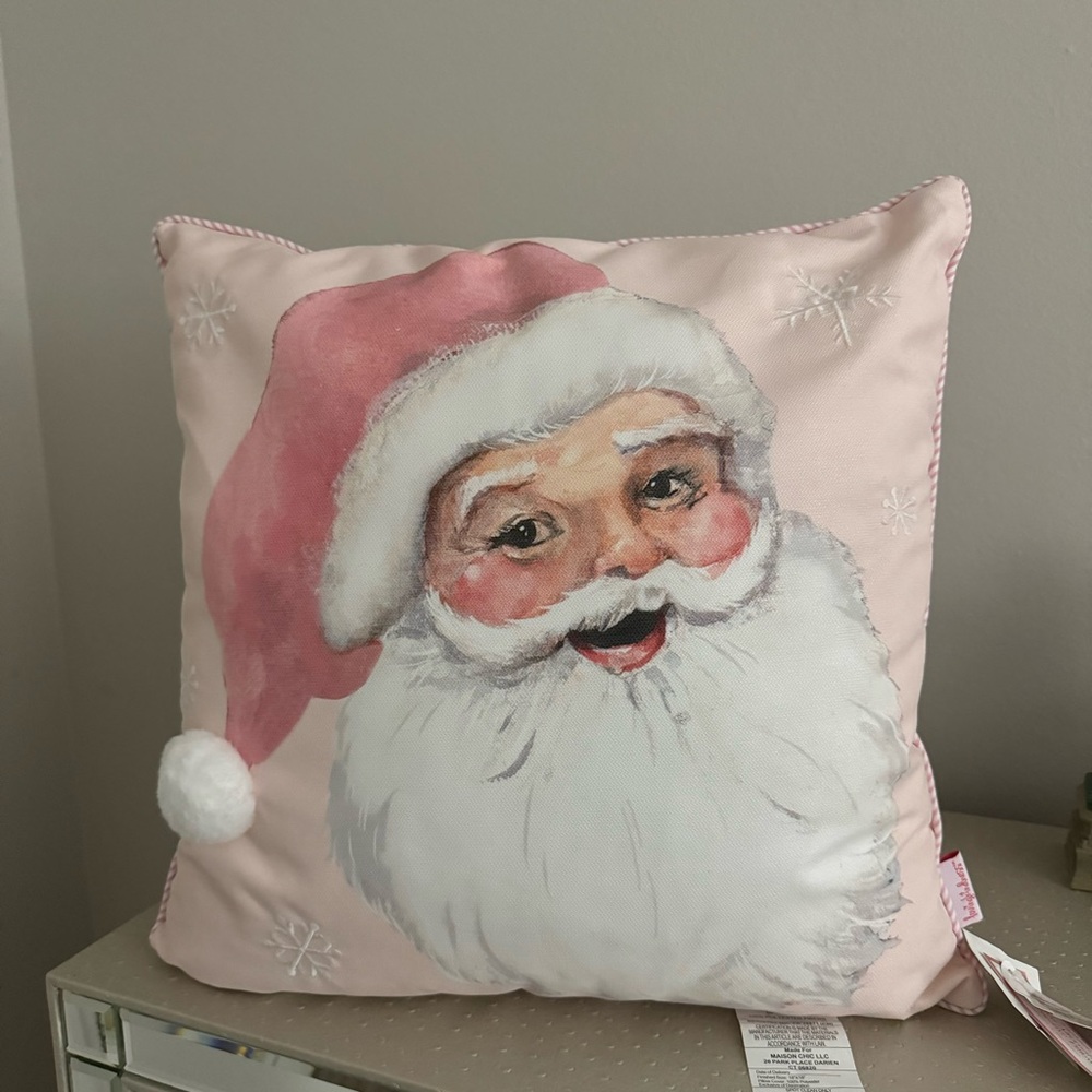 Vintage Pink Santa Pillow Coquette Shabby Chic